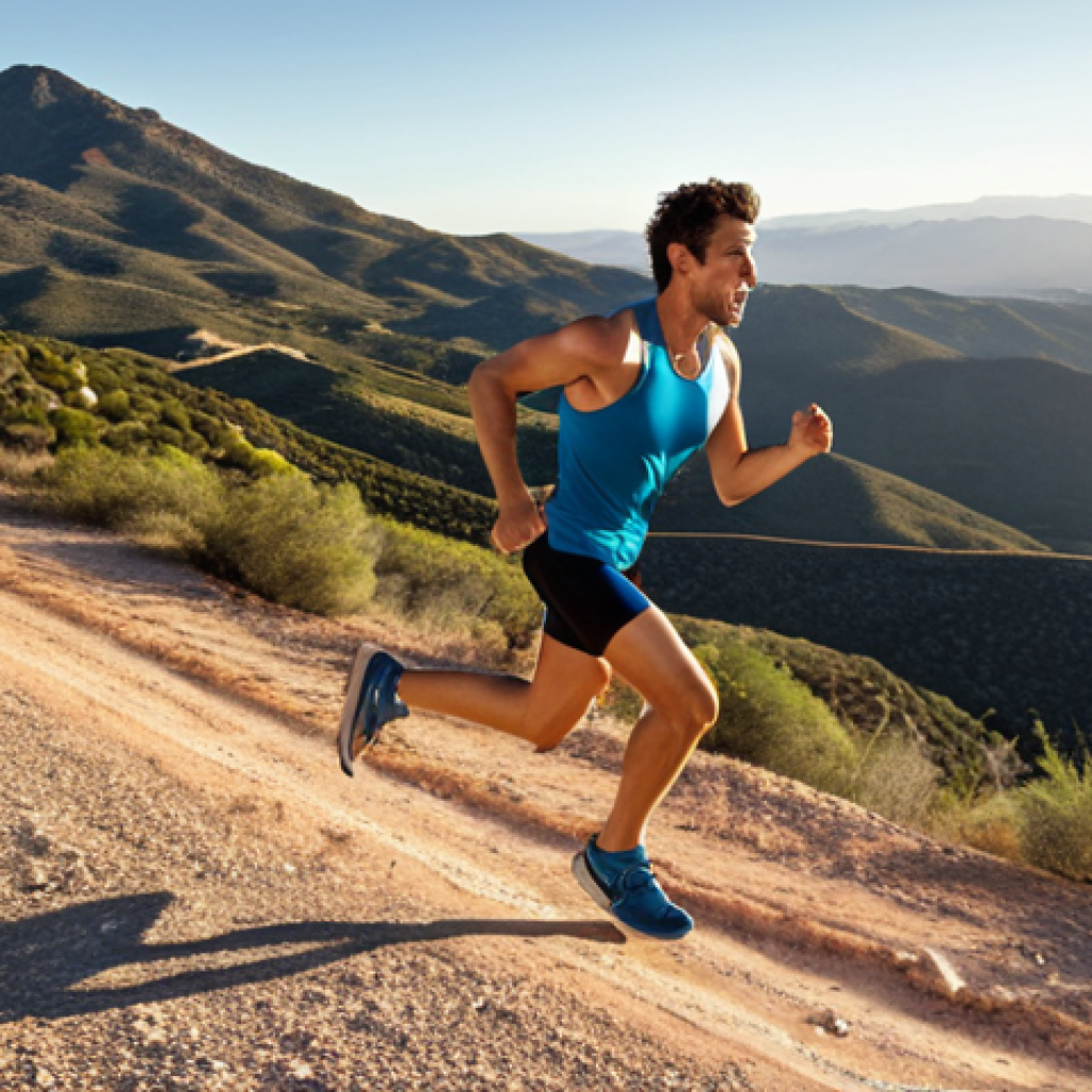 **

"Dynamic shot of a runner conquering a challenging hill, demonstrating proper running form with a shorter stride and high cadence. Focus on powerful leg muscles and determined expression. Outdoor setting with scenic Spanish landscape, possibly mountains or rolling hills. Bright, inspiring lighting. Athletic apparel, stylish running shoes. Emphasize the runner's energy and the joy of overcoming obstacles."

**